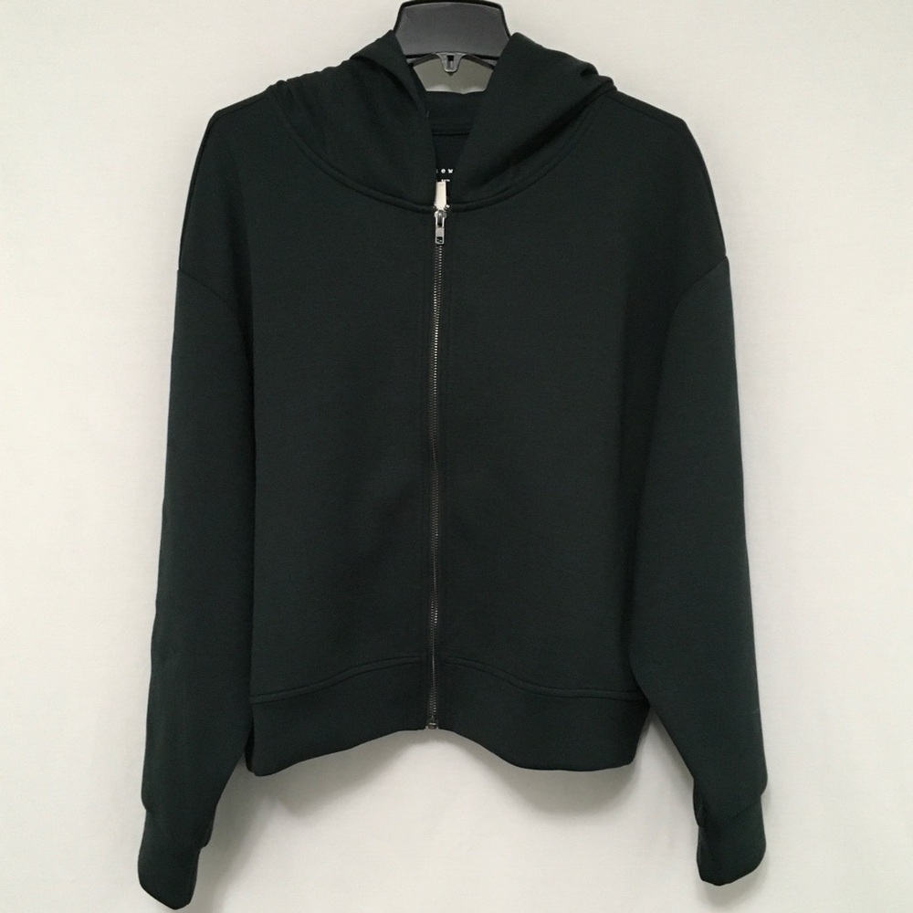 A New Day Women's Size 1X Dark Green Zip-Up Hoodie Crop Hooded Sweatshirt Jacket - Picture 5 of 6